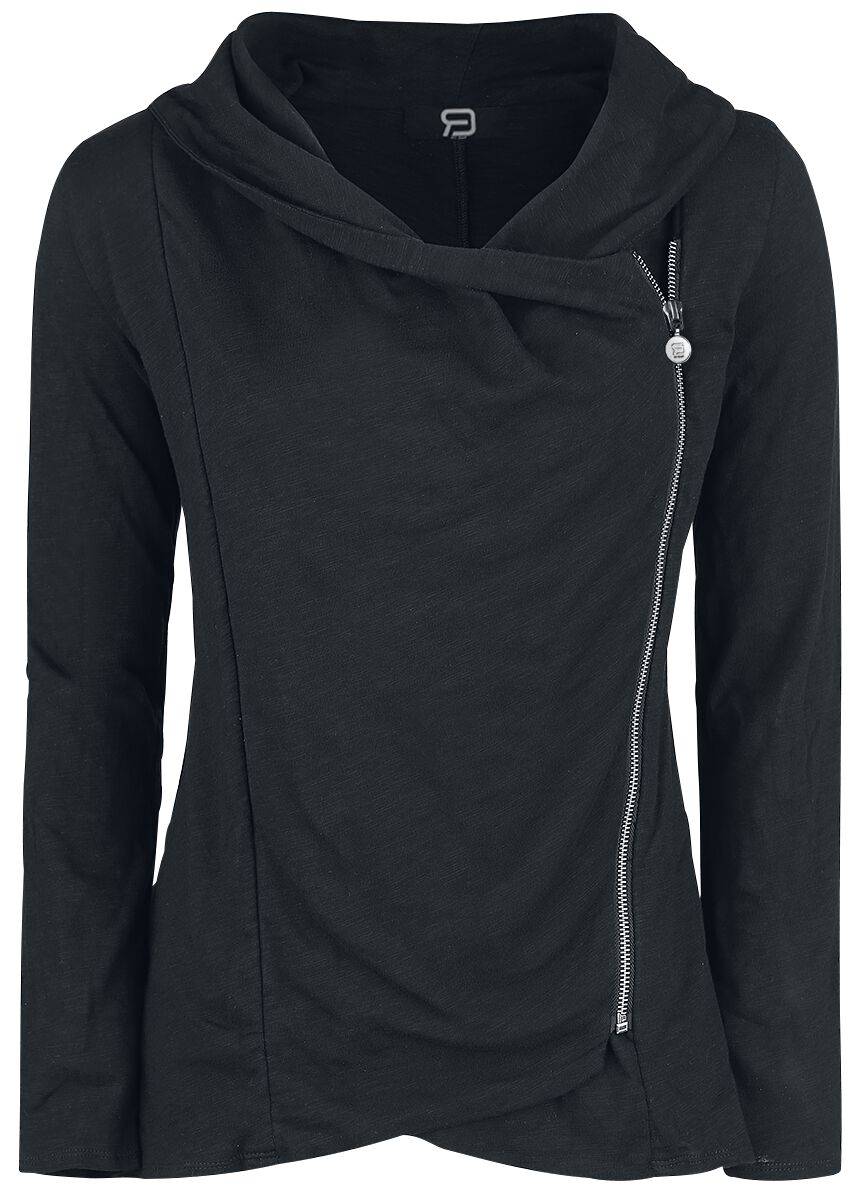 EMP "Asymmetric Slub Yarn Zipper" Cardigan schwarz von RED by EMP