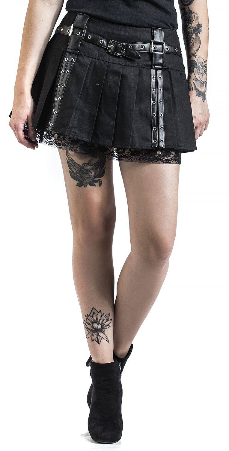 EMP "Aura Mini Skirt" Kurzer Rock Schwarz Von Burleska