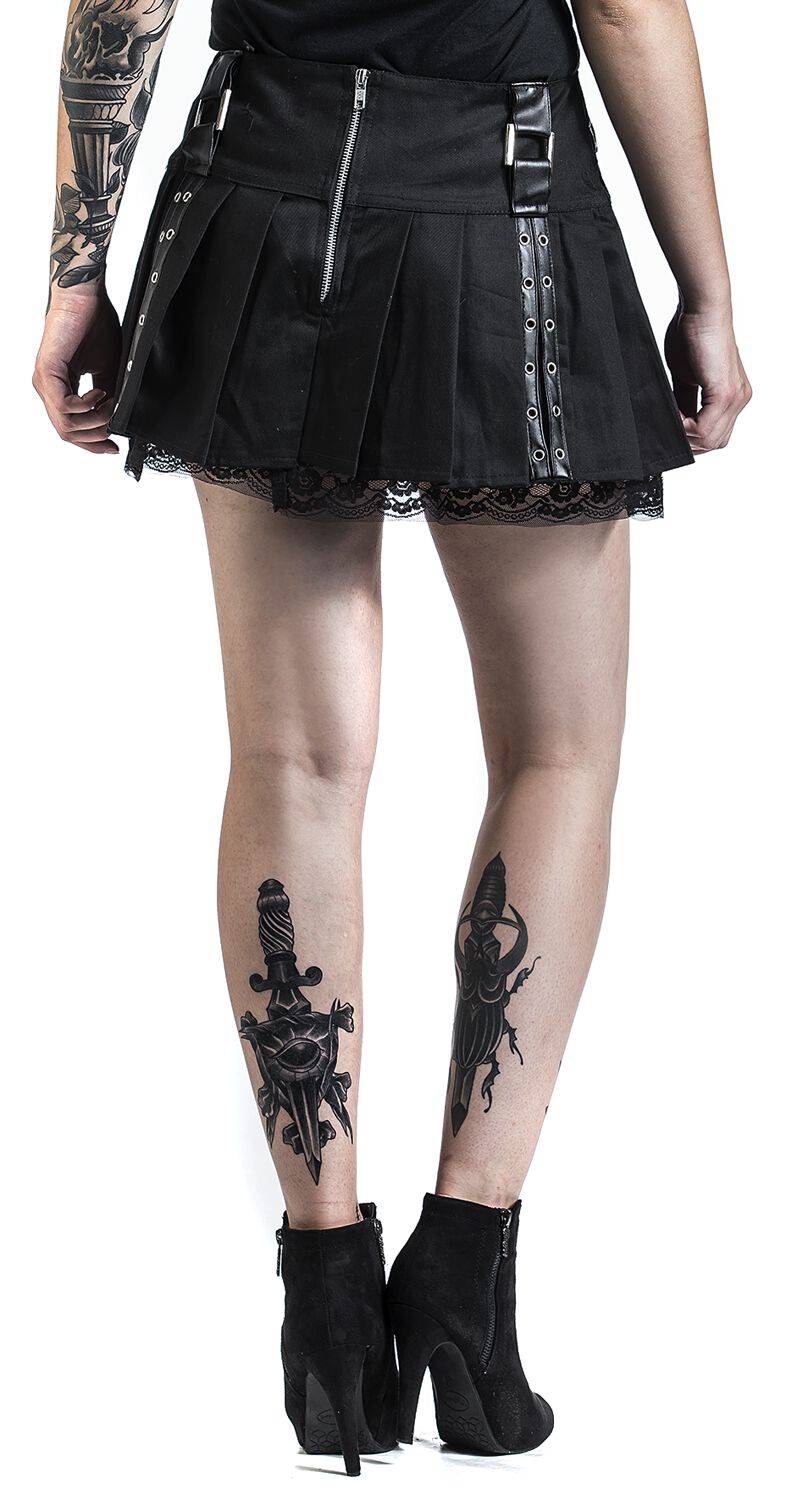 EMP "Aura Mini Skirt" Kurzer Rock Schwarz Von Burleska