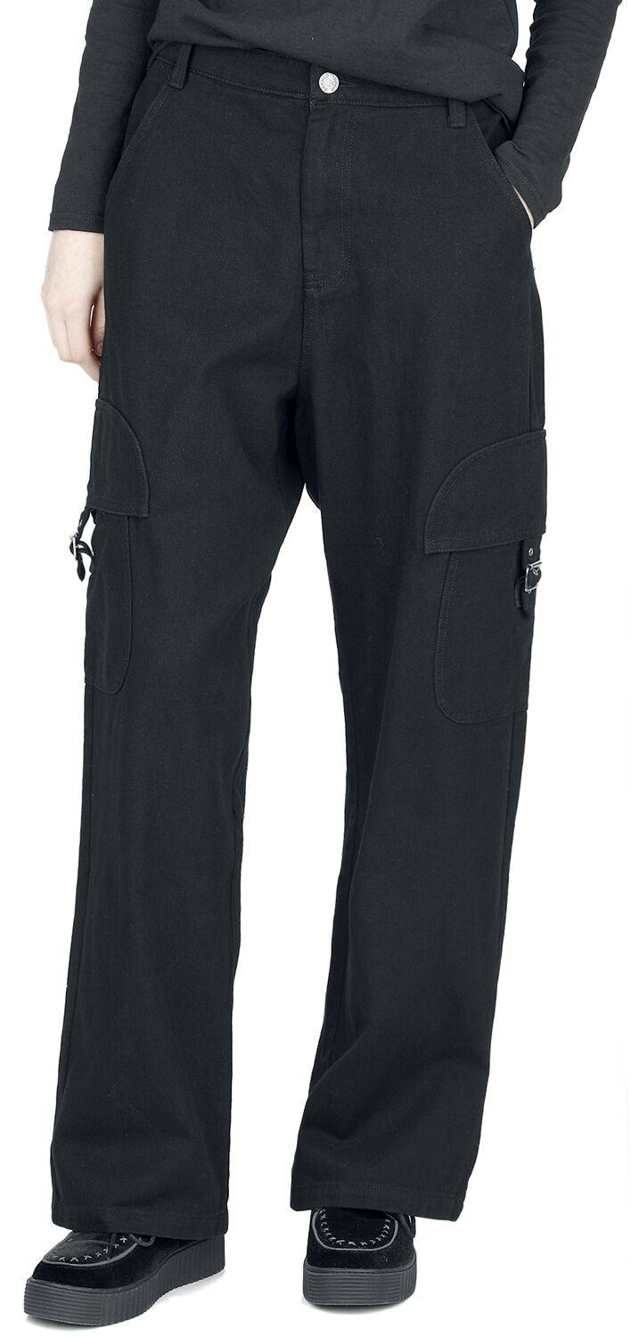 EMP "Aurora Wide Leg Trousers" Jeans Schwarz Von Banned Alternative