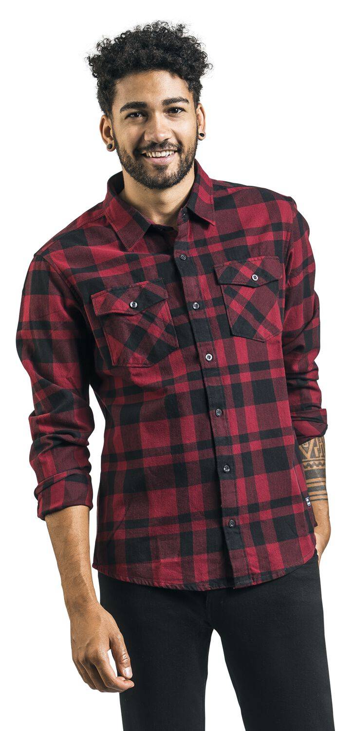 EMP "Austin Shirt" Flanellhemd Rot/schwarz Von Vintage Industries