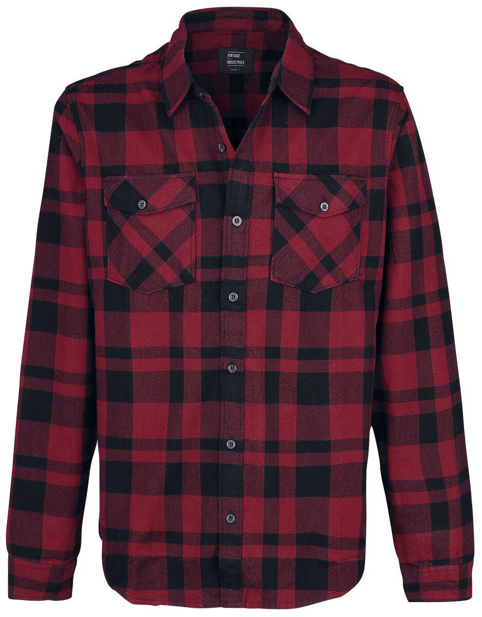 EMP "Austin Shirt" Flanellhemd rot/schwarz von Vintage Industries