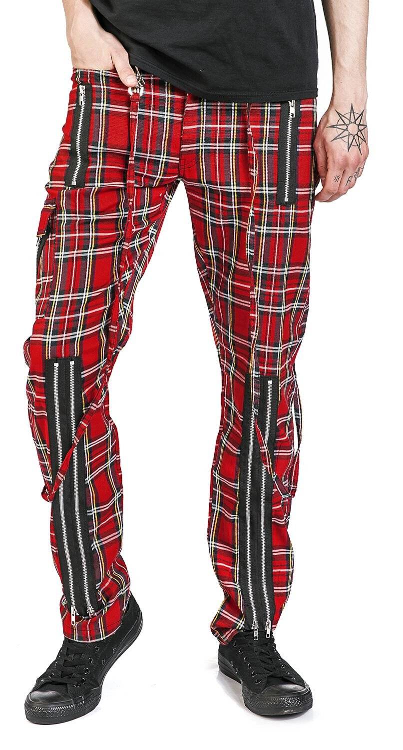 EMP "Avengence Check" Stoffhose Rot Von Banned Alternative