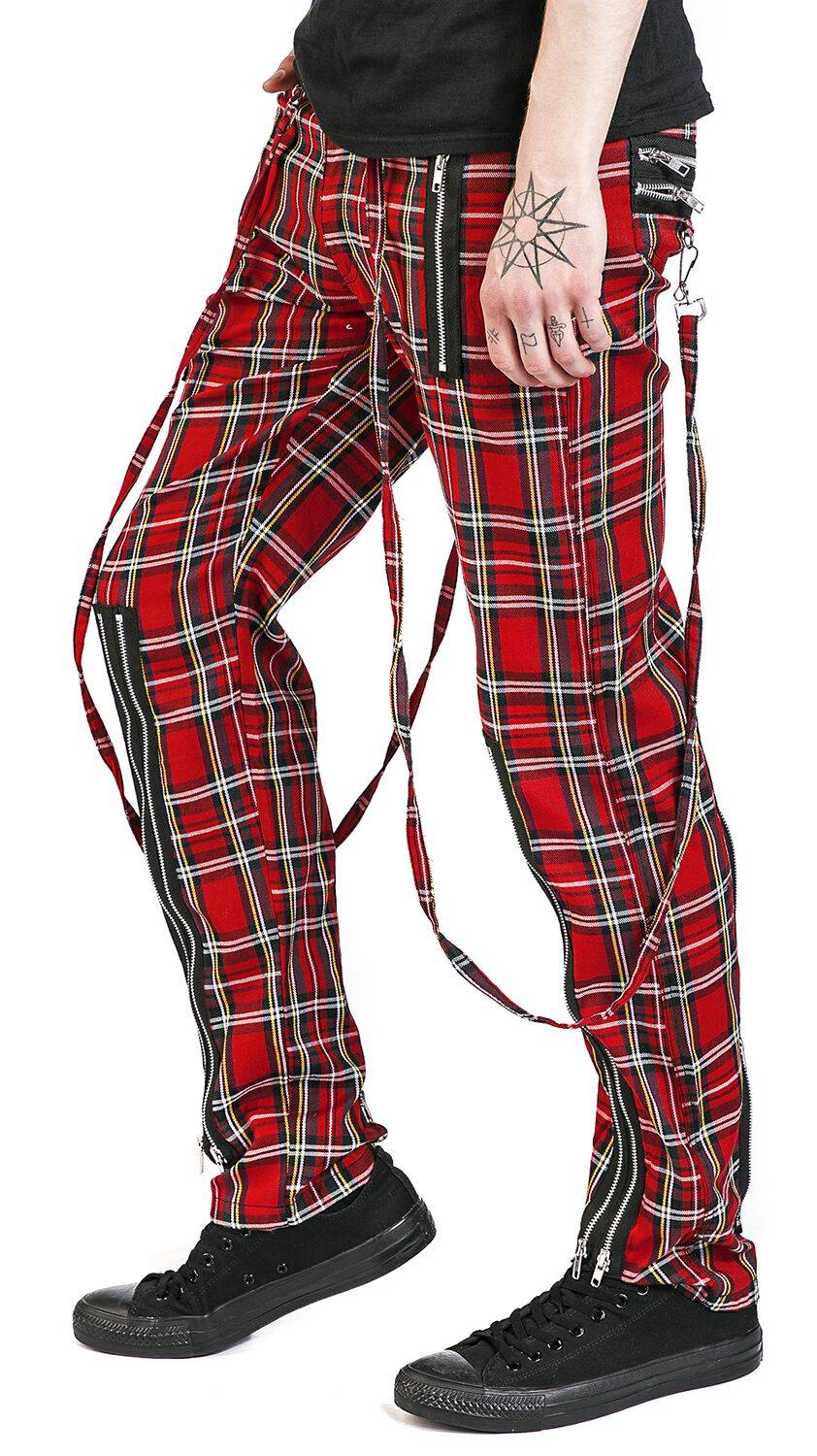 EMP "Avengence Check" Stoffhose Rot Von Banned Alternative