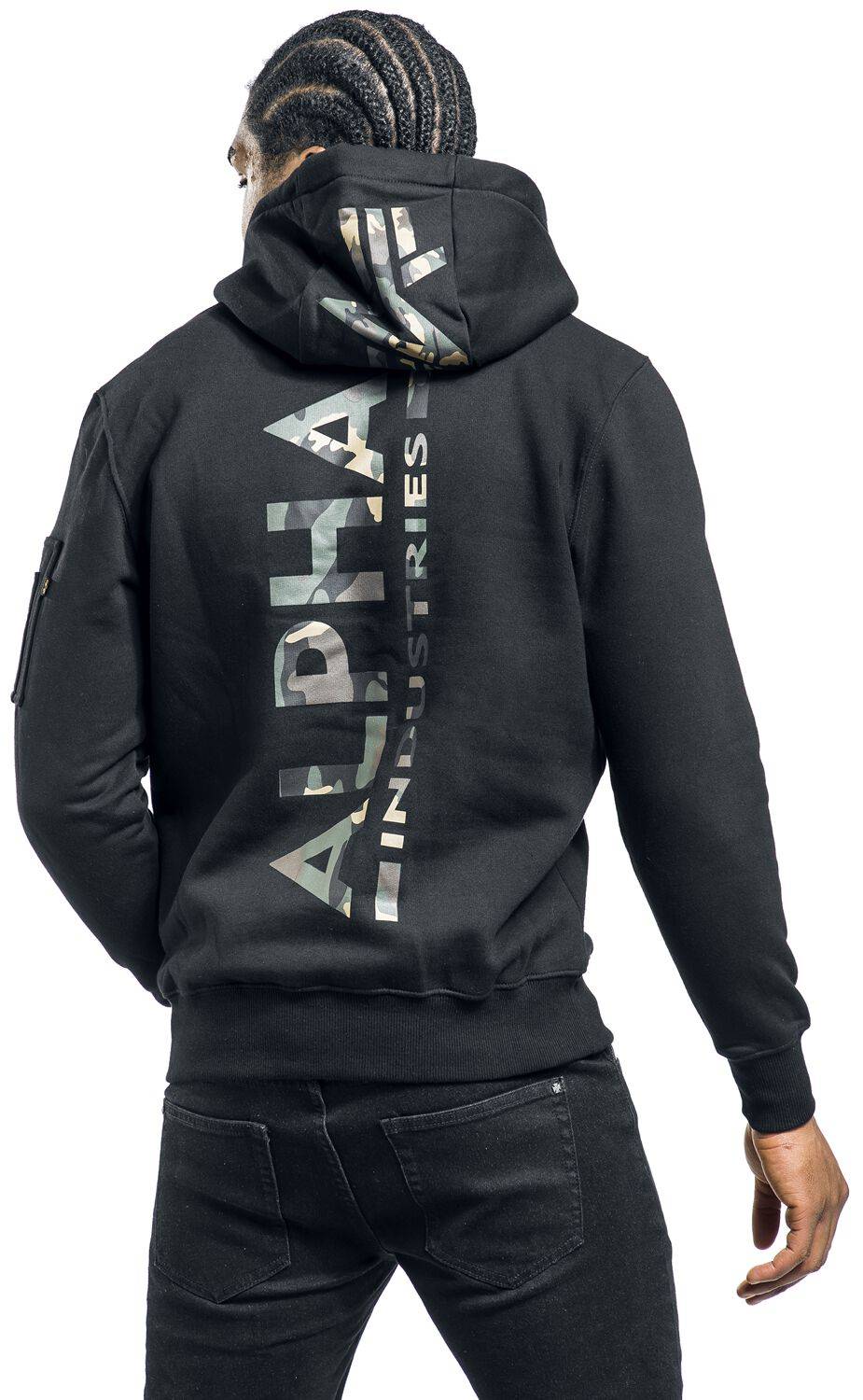 EMP "BACK PRINT HOODY CAMO PRINT" Kapuzenpullover Schwarz Von Alpha Industries
