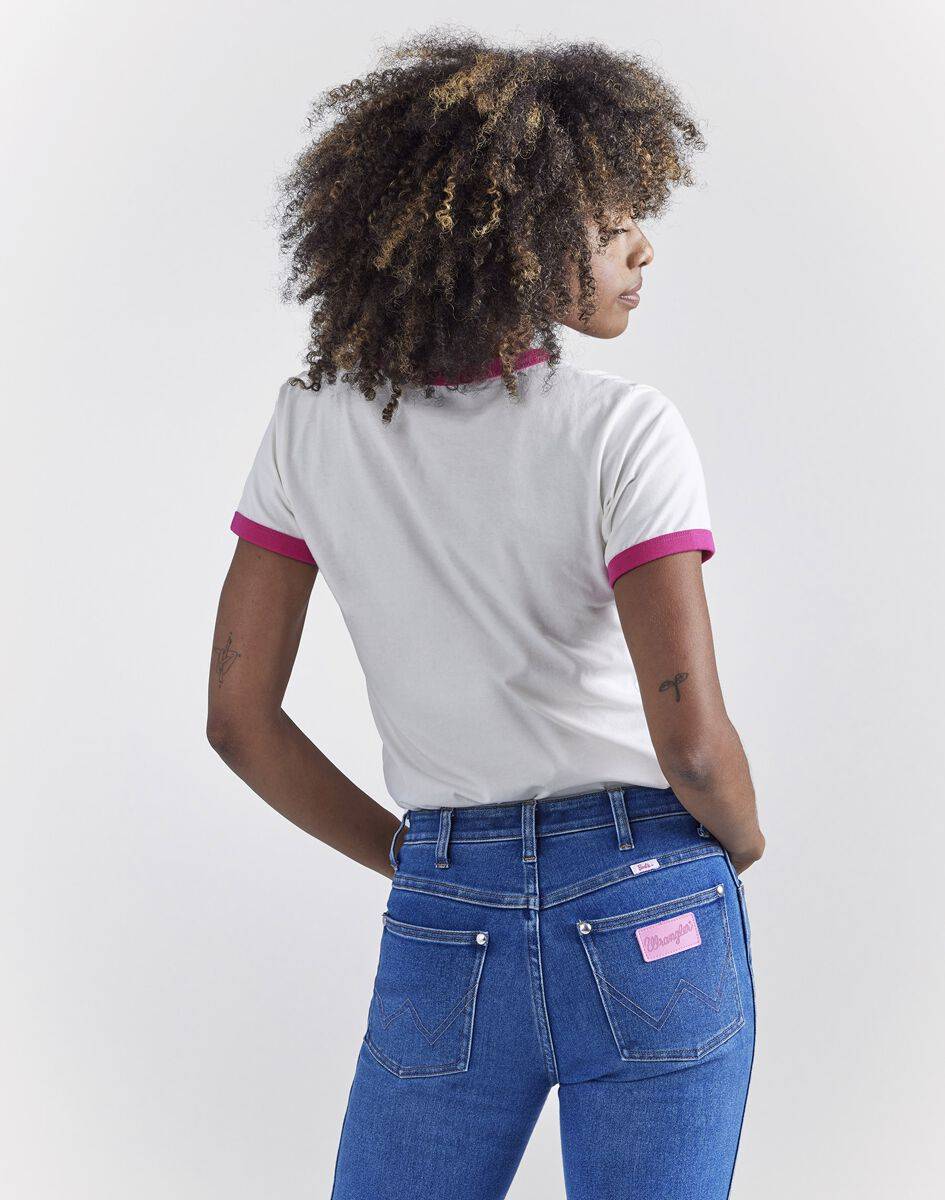 EMP "Barbie Slim Ringer Tee" T-Shirt Weiß Von Wrangler
