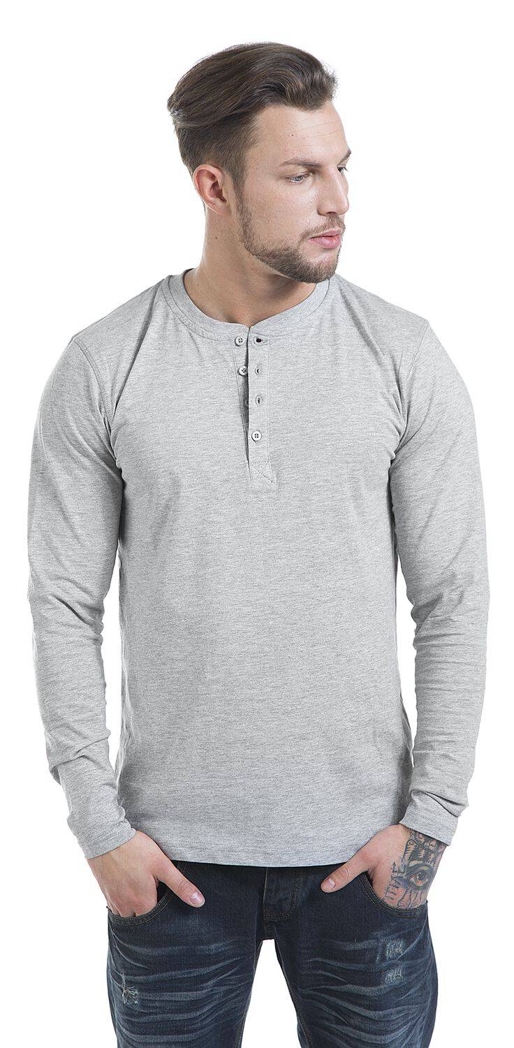 EMP "Basic Henley" Langarmshirt Grau Von Urban Classics
