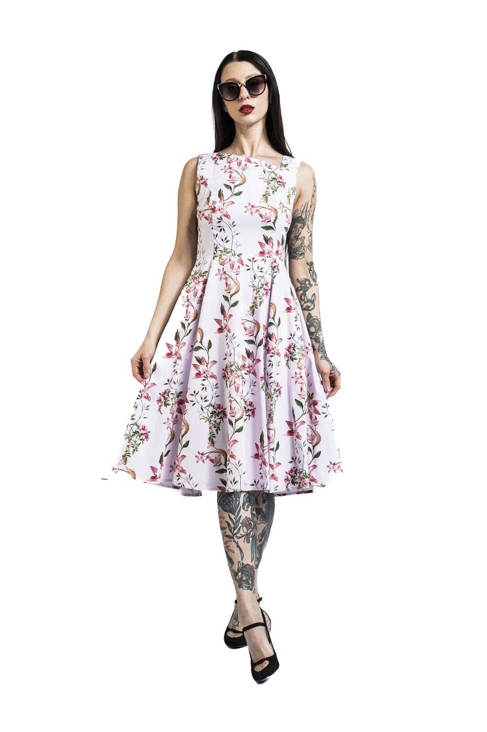 EMP "Beatrix Floral Swing Dress" Mittellanges Kleid Rosa Von H&R London