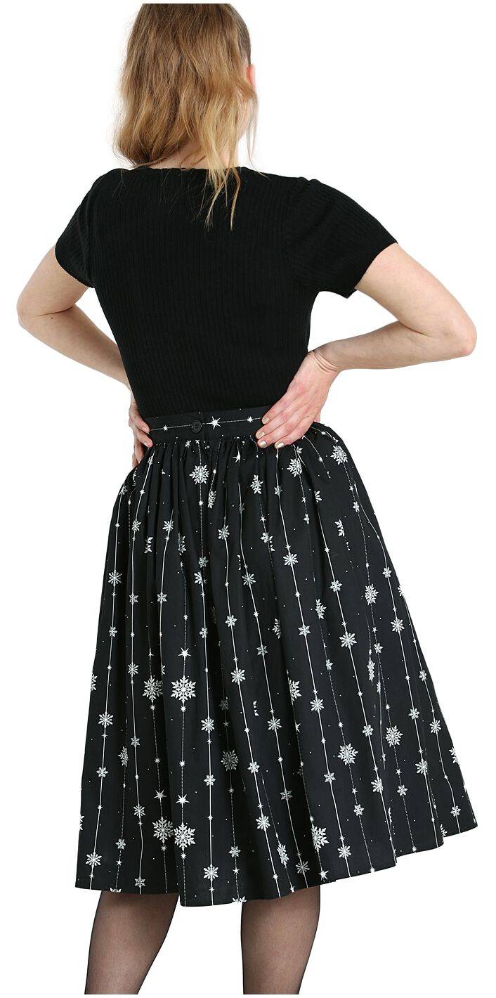 EMP "Belle 50's Skirt" Mittellanger Rock Schwarz/weiß Von Hell Bunny