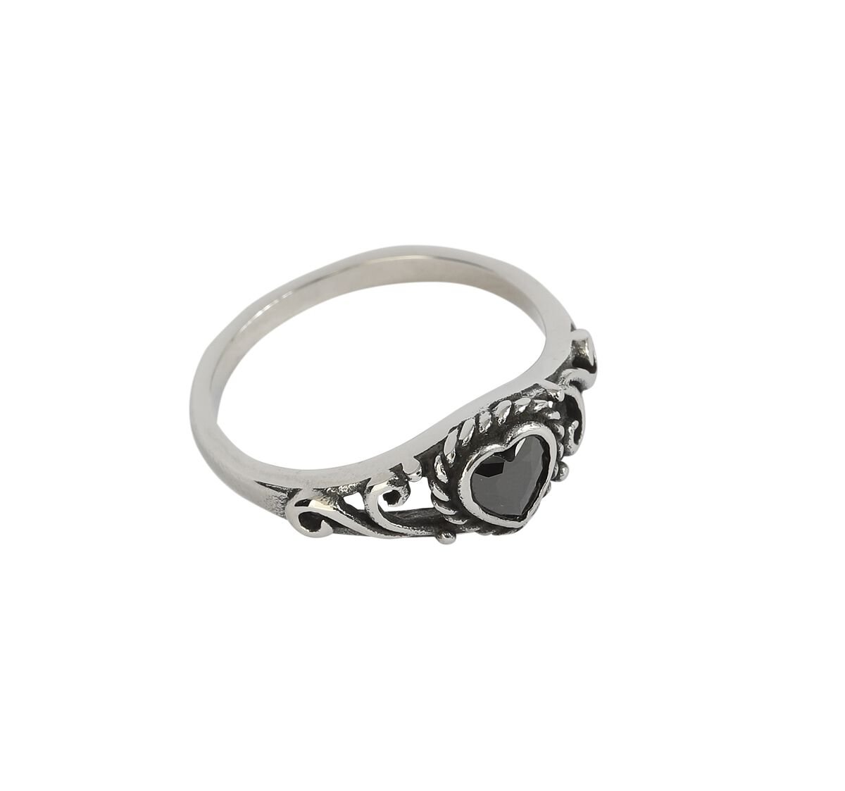 EMP "Black Heart" Ring Schwarz/silberfarben Von EtNox