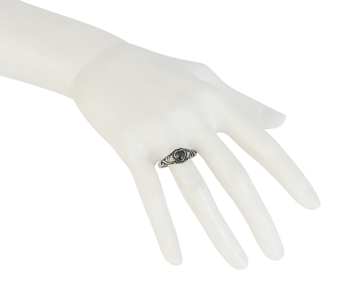 EMP "Black Heart" Ring Schwarz/silberfarben Von EtNox
