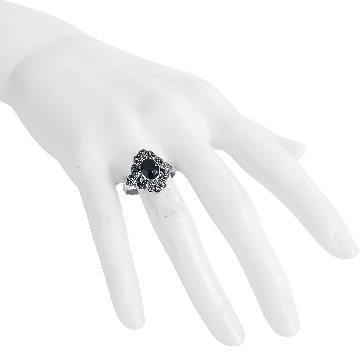EMP "Black Marcasite" Ring Schwarz/silberfarben Von EtNox