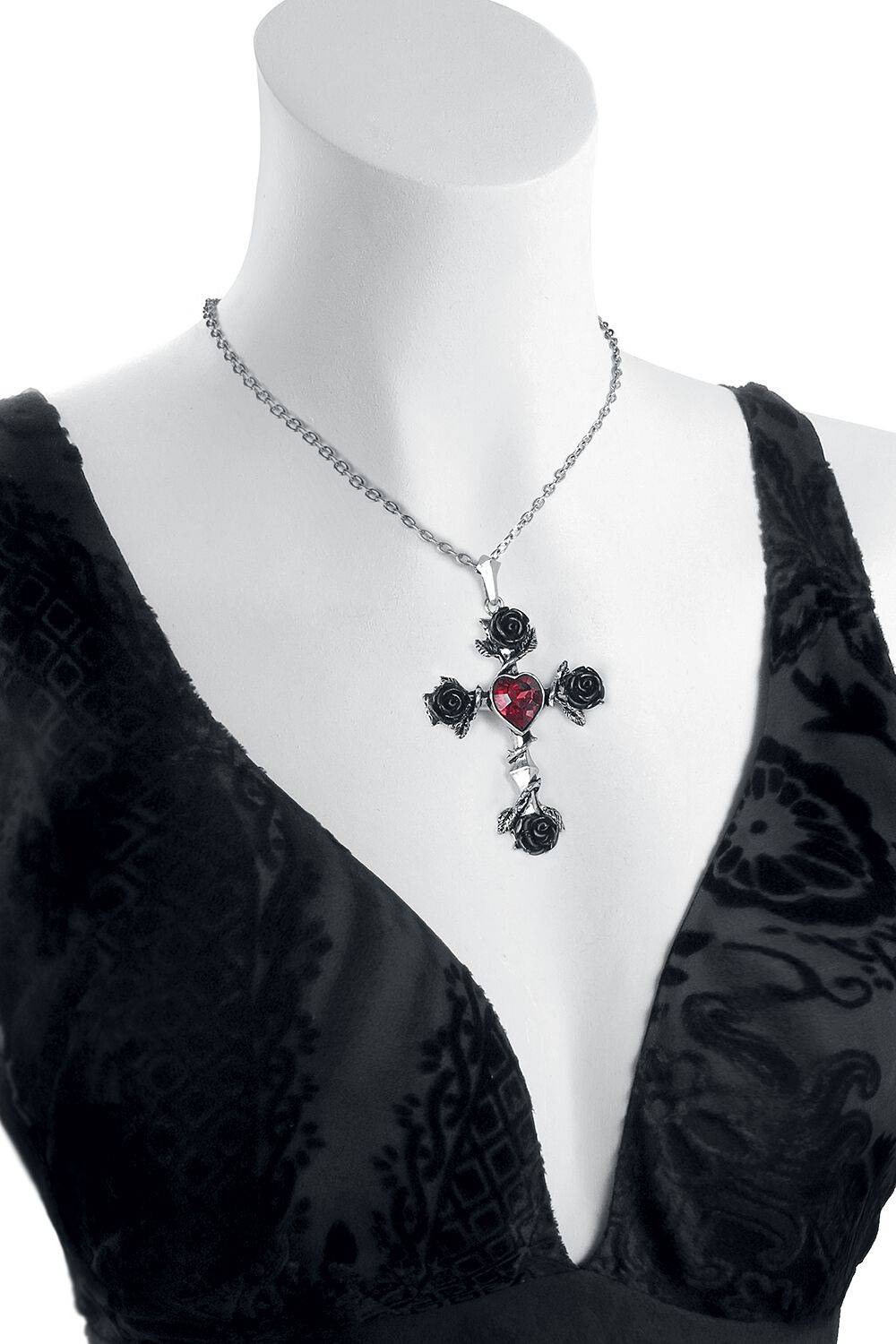 EMP "Black Rosifix" Halskette Silberfarben Von Alchemy Gothic