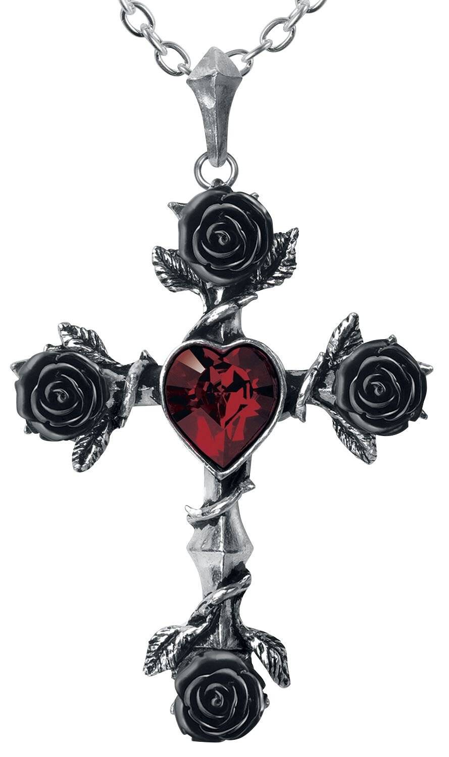 EMP "Black Rosifix" Halskette silberfarben von Alchemy Gothic