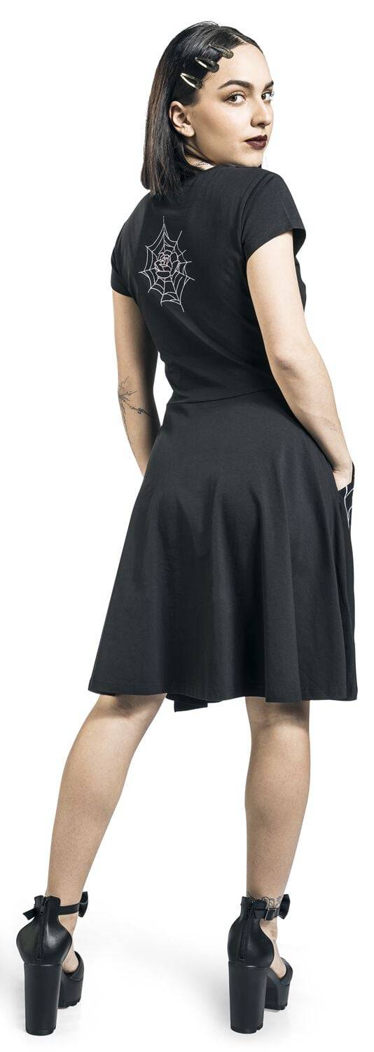 EMP "Black Widow Dress" Kurzes Kleid Schwarz/weiß Von Rockabella