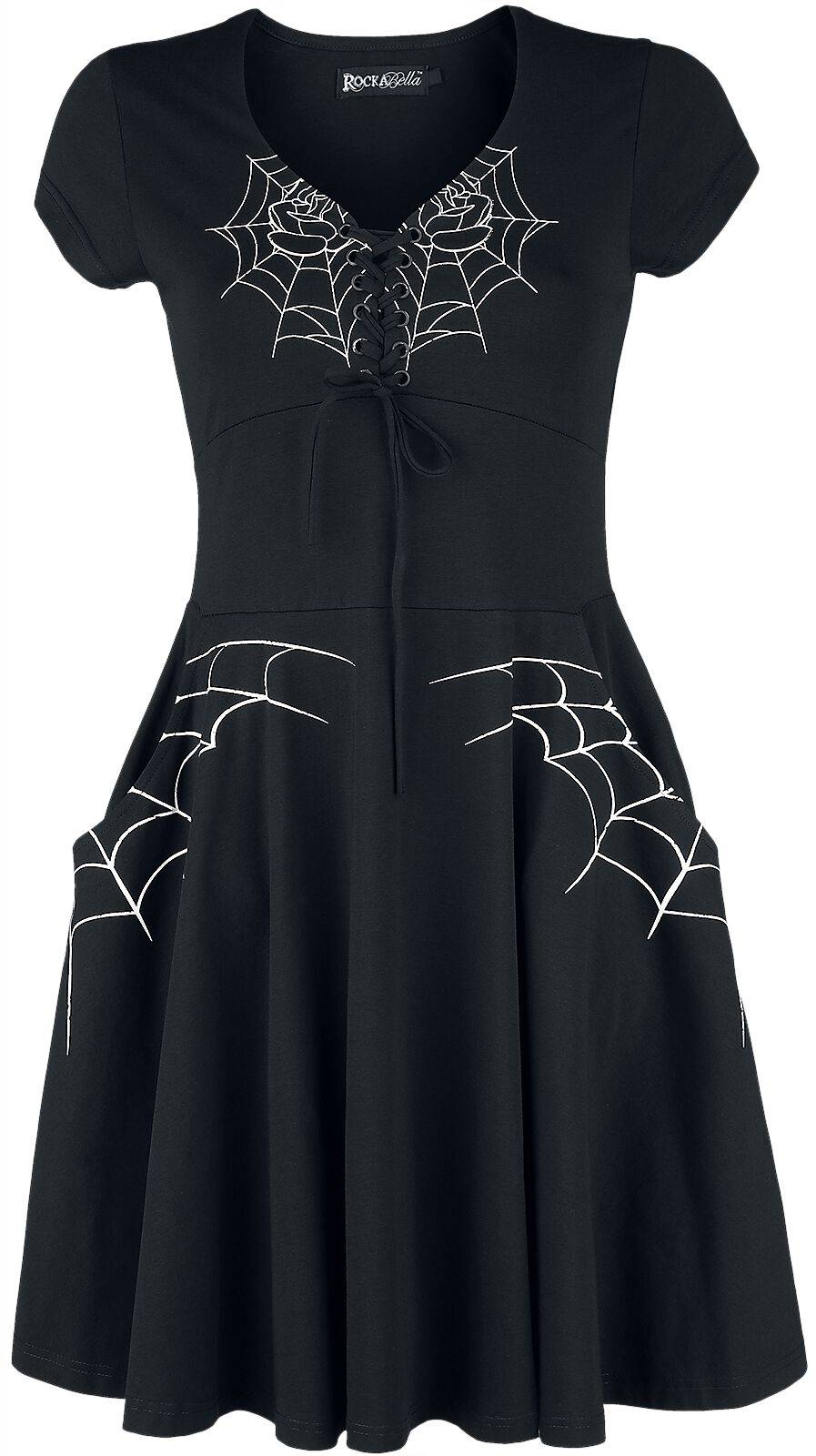 EMP "Black Widow Dress" Kurzes Kleid schwarz/weiß von Rockabella