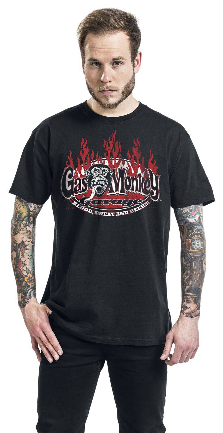 EMP "Blood Sweat And Red Flames" T-Shirt Schwarz Von Gas Monkey Garage
