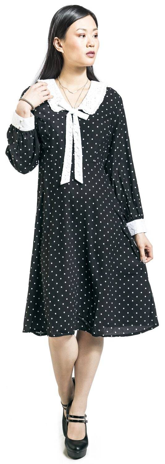 EMP "Bow Front Dress" Mittellanges Kleid Schwarz/weiß Von Timeless London