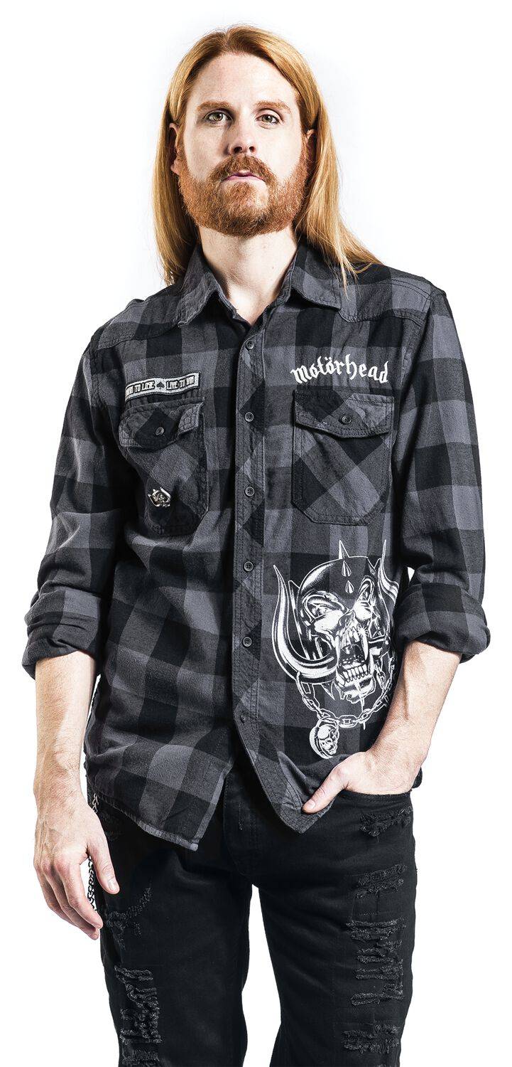 EMP "Brandit Bastards - Checkshirt" Langarmhemd Schwarz/grau Von Motörhead
