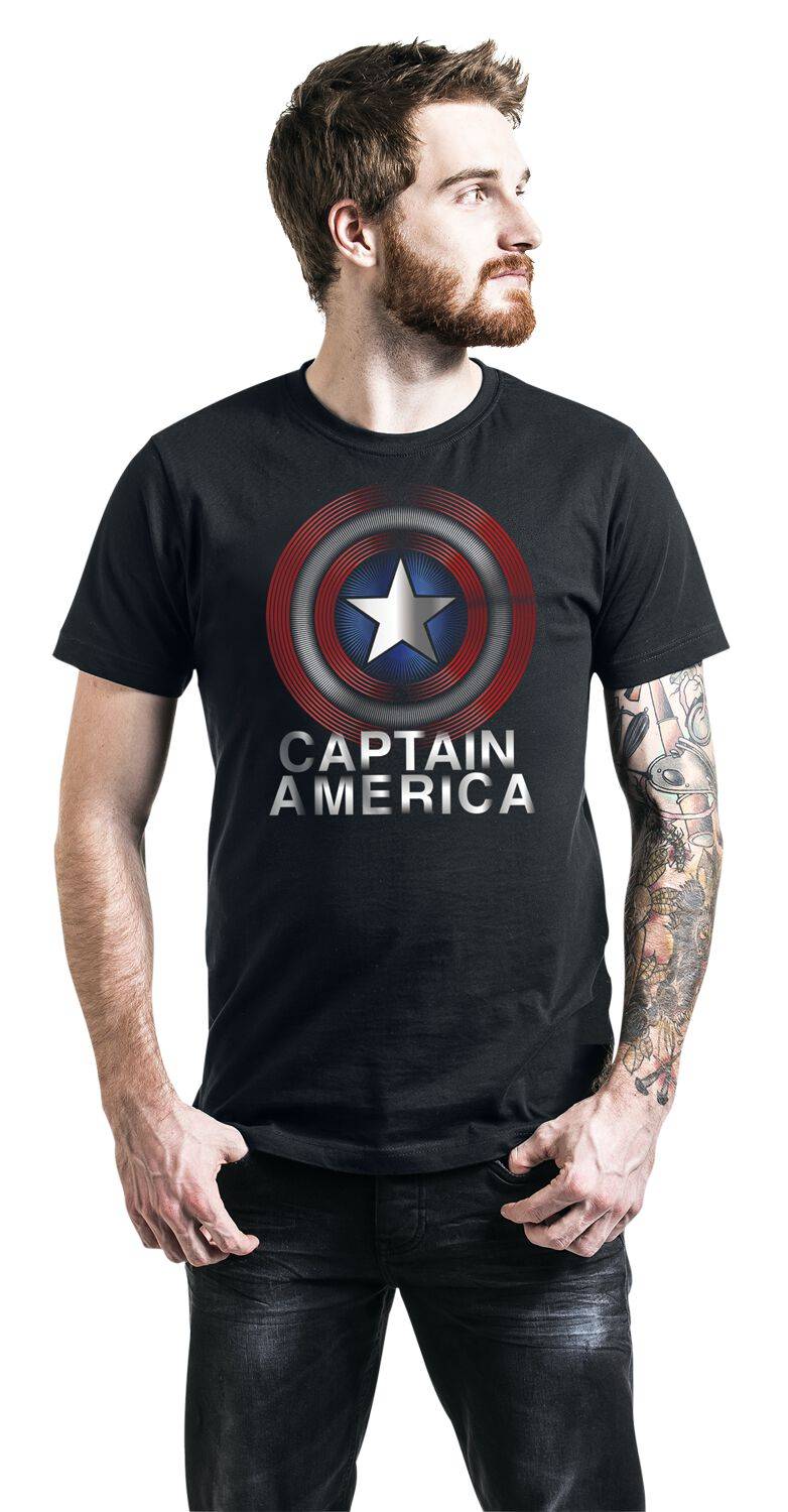 EMP "Captain America - Flash Logo" T-Shirt Schwarz Von Captain America