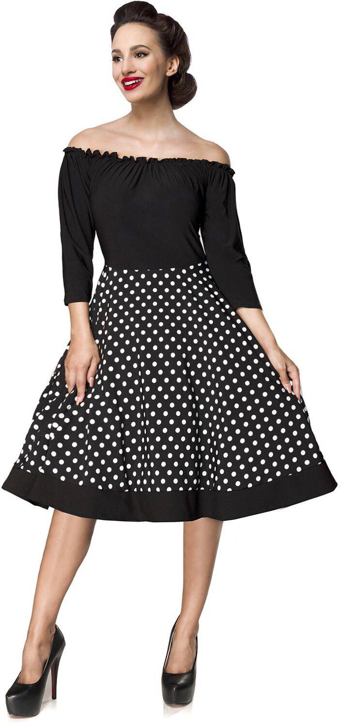 EMP "Carmen-Swingkleid" Mittellanges Kleid schwarz/weiß von Belsira