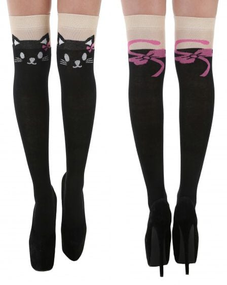 EMP "Cat Over The Knee Socks with Tail" Kniestrümpfe schwarz von Pamela Mann