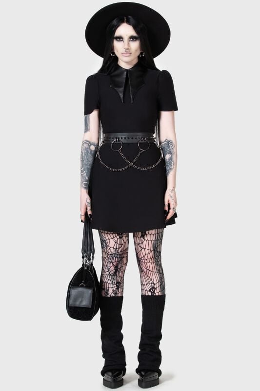 EMP "Chapel Collar Dress" Kurzes Kleid Schwarz Von KIHILIST By KILLSTAR