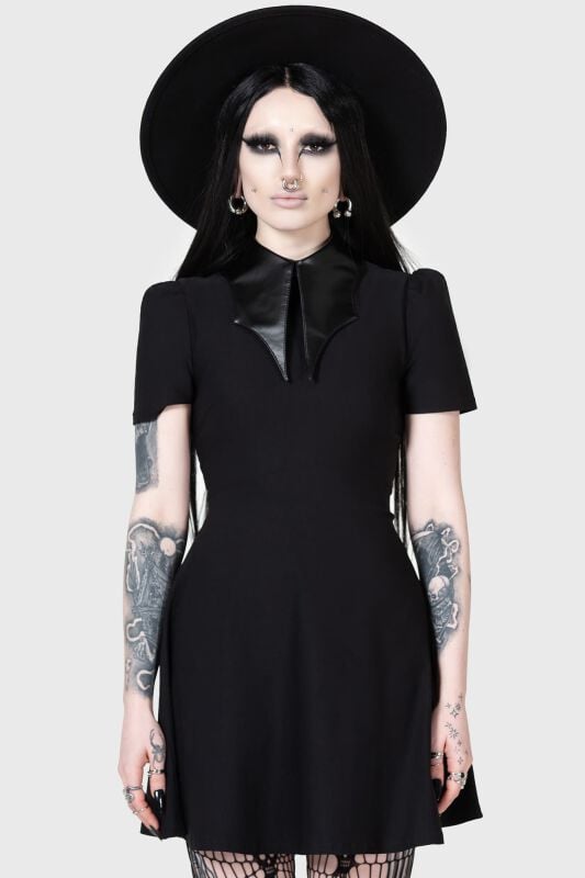 EMP "Chapel Collar Dress" Kurzes Kleid schwarz von KIHILIST by KILLSTAR