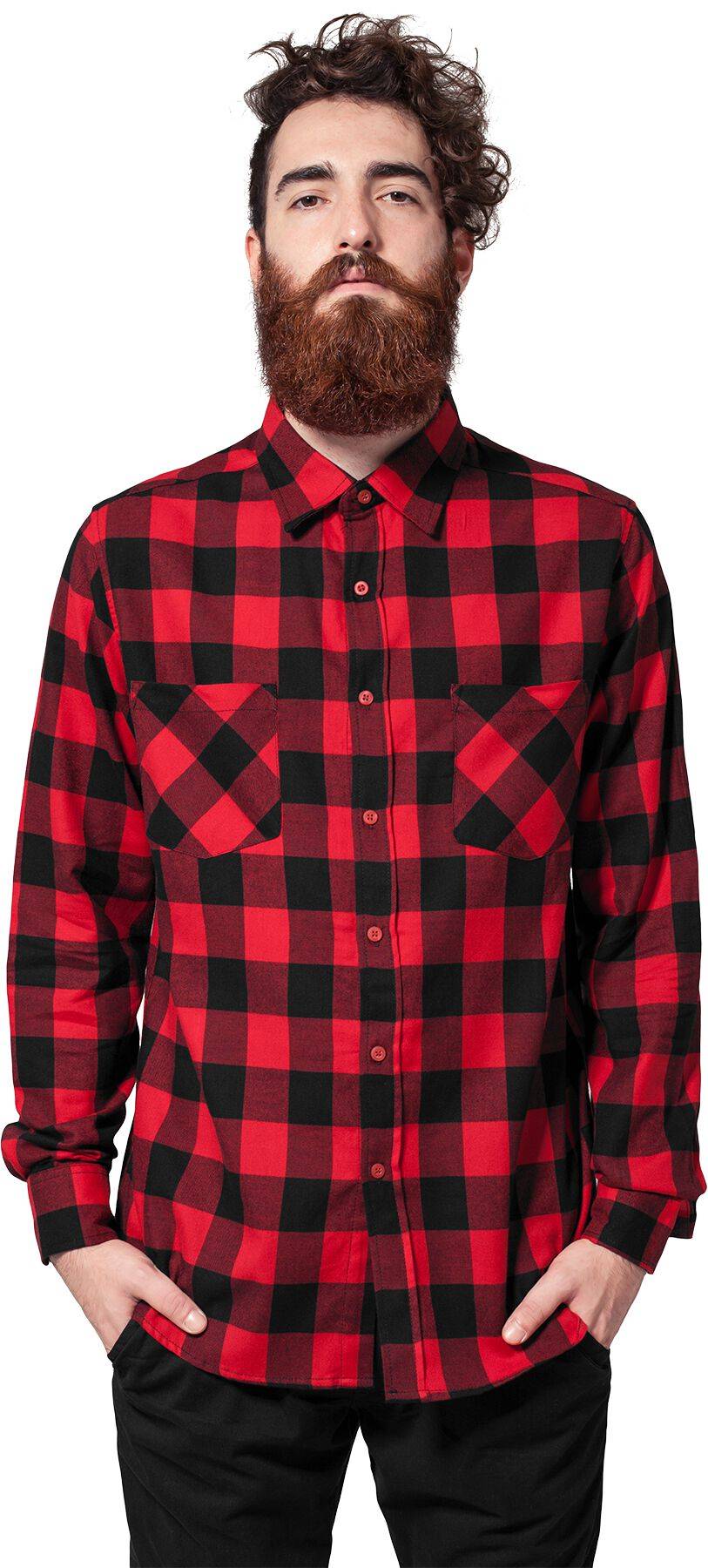 EMP "Checked Flanell" Flanellhemd Schwarz/rot Von Urban Classics