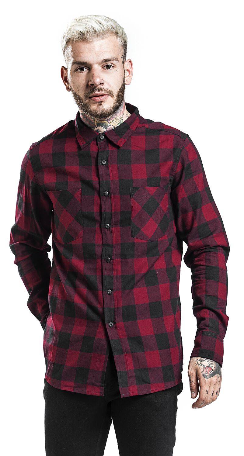 EMP "Checked Flanell Shirt" Flanellhemd Schwarz/burgund Von Urban Classics