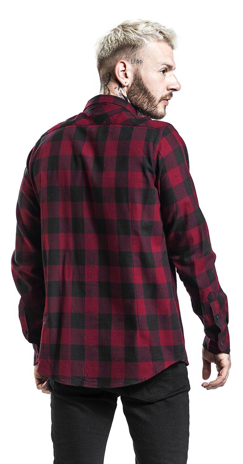 EMP "Checked Flanell Shirt" Flanellhemd Schwarz/burgund Von Urban Classics