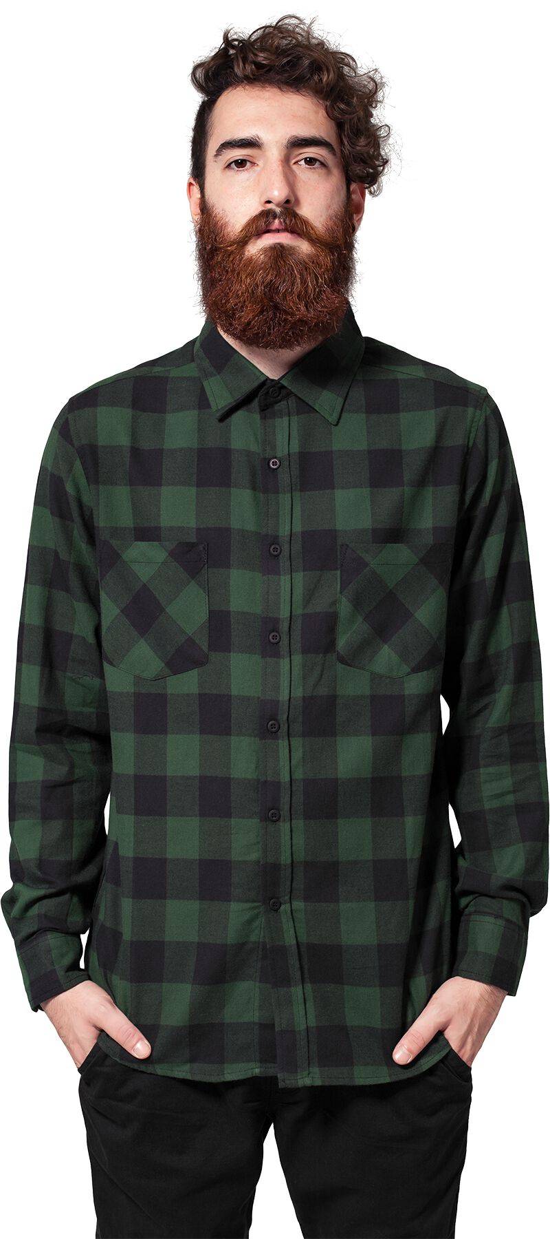 EMP "Checked Flanell Shirt" Flanellhemd Schwarz/dunkelgrün Von Urban Classics