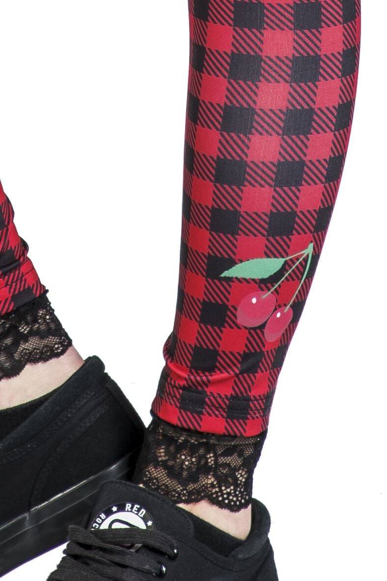 EMP "Checkered Leggings" Leggings Schwarz/rot Von Pussy Deluxe