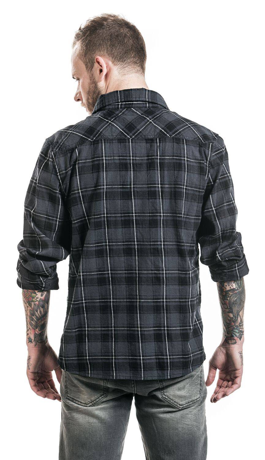 EMP "Checkshirt" Flanellhemd Grau/schwarz/weiß Von Brandit