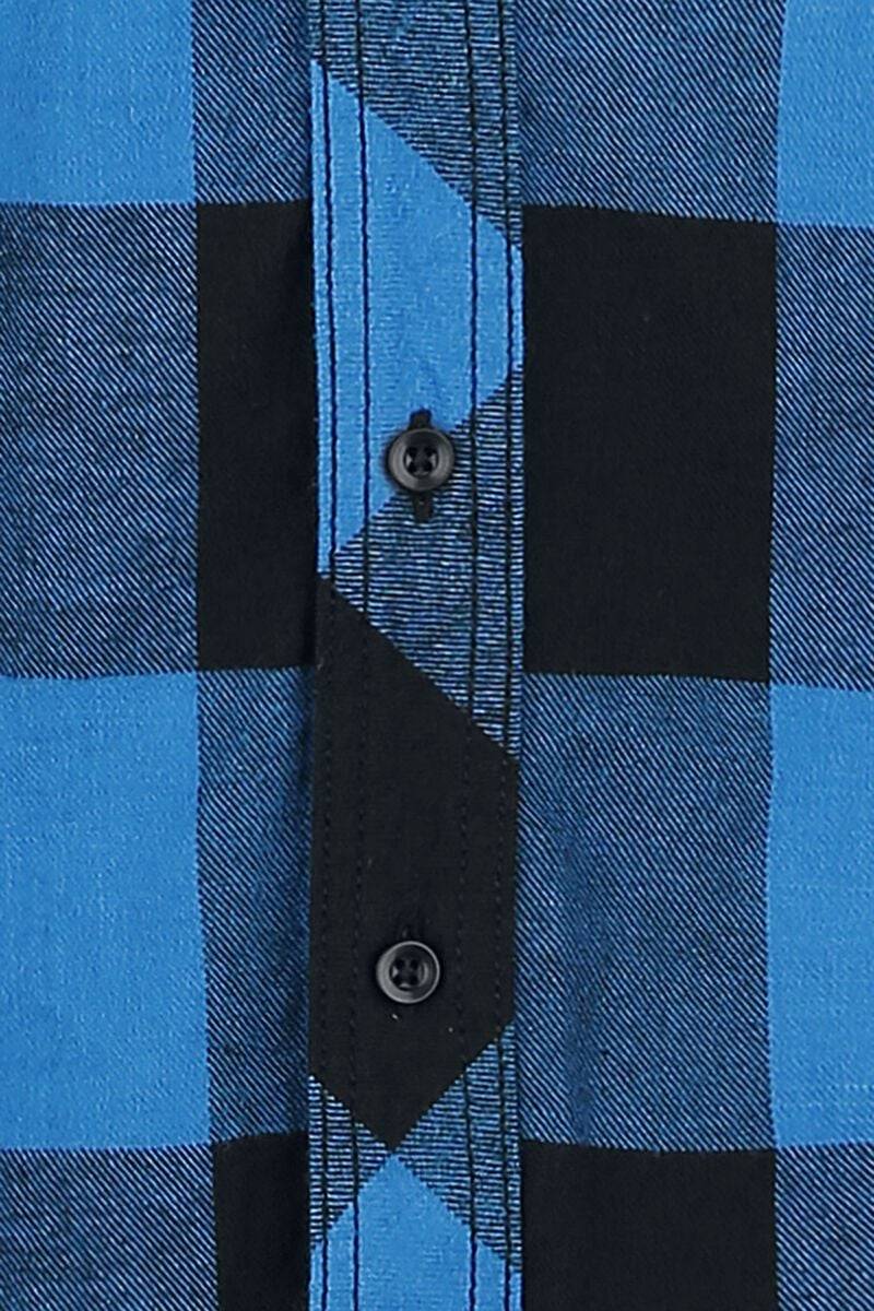 EMP "Checkshirt" Flanellhemd Schwarz/blau Von Brandit
