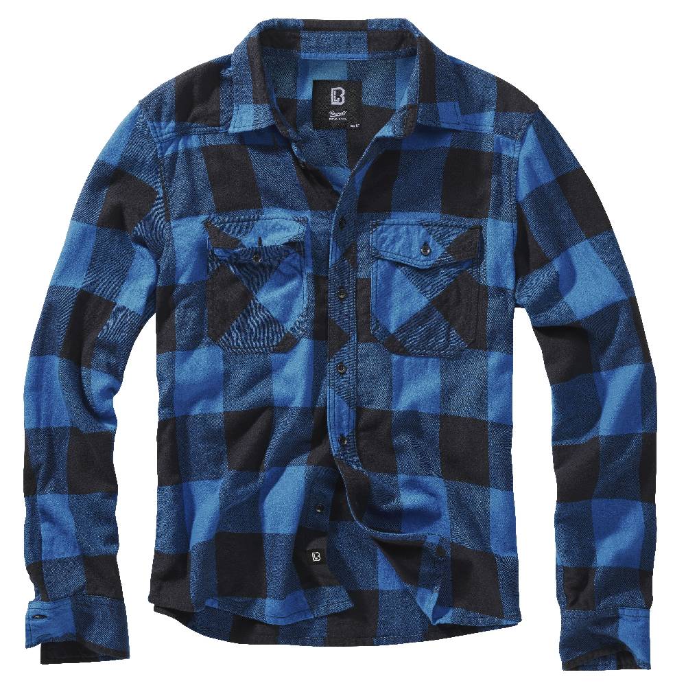 EMP "Checkshirt" Flanellhemd Schwarz/blau Von Brandit