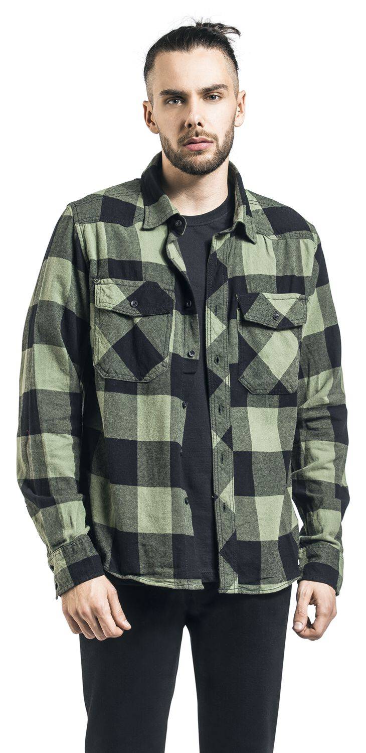 EMP "Checkshirt" Flanellhemd Schwarz/oliv Von Brandit