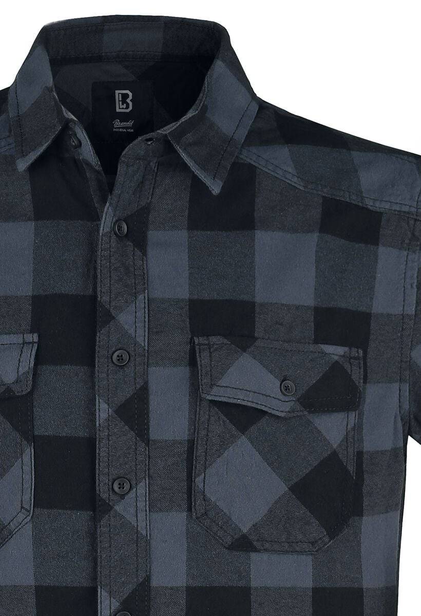 EMP "Checkshirt Halfsleeve" Kurzarmhemd Schwarz/grau Von Brandit