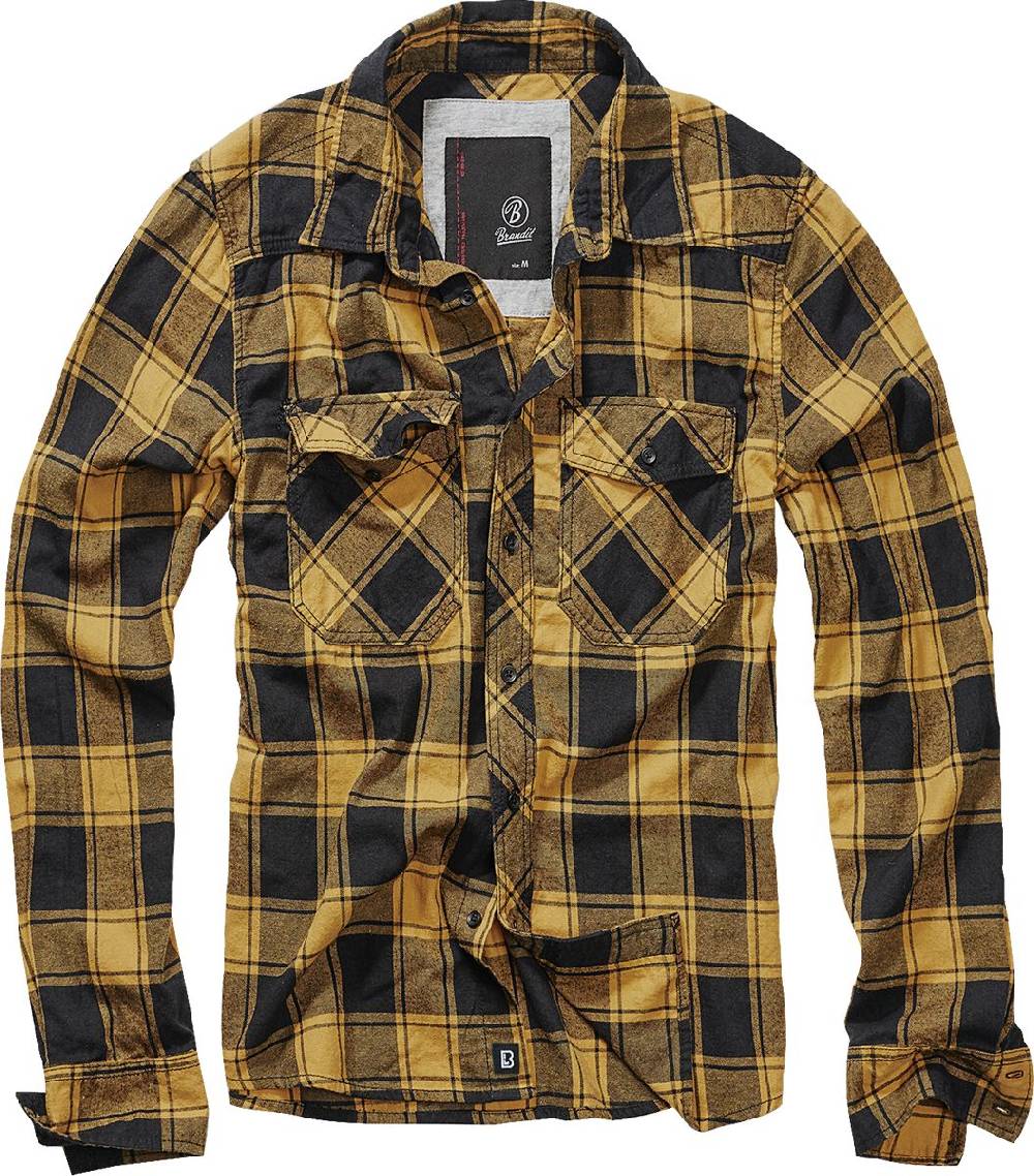 EMP "Checkshirt" Langarmhemd Schwarz/gelb Von Brandit