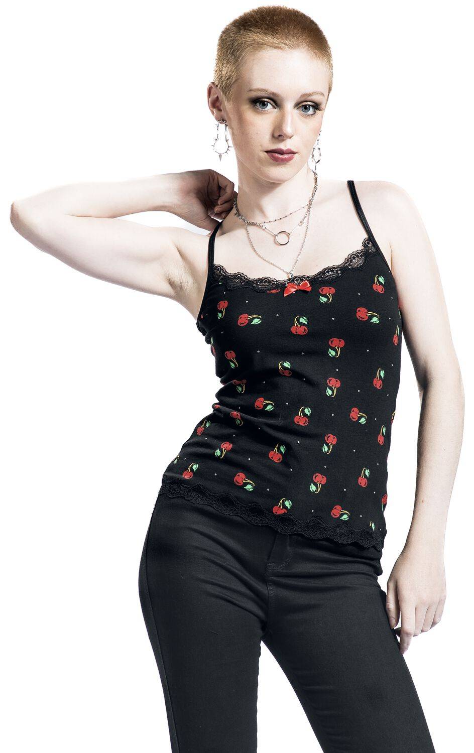 EMP "Cherries Classic Top" Top Schwarz/rot Von Pussy Deluxe