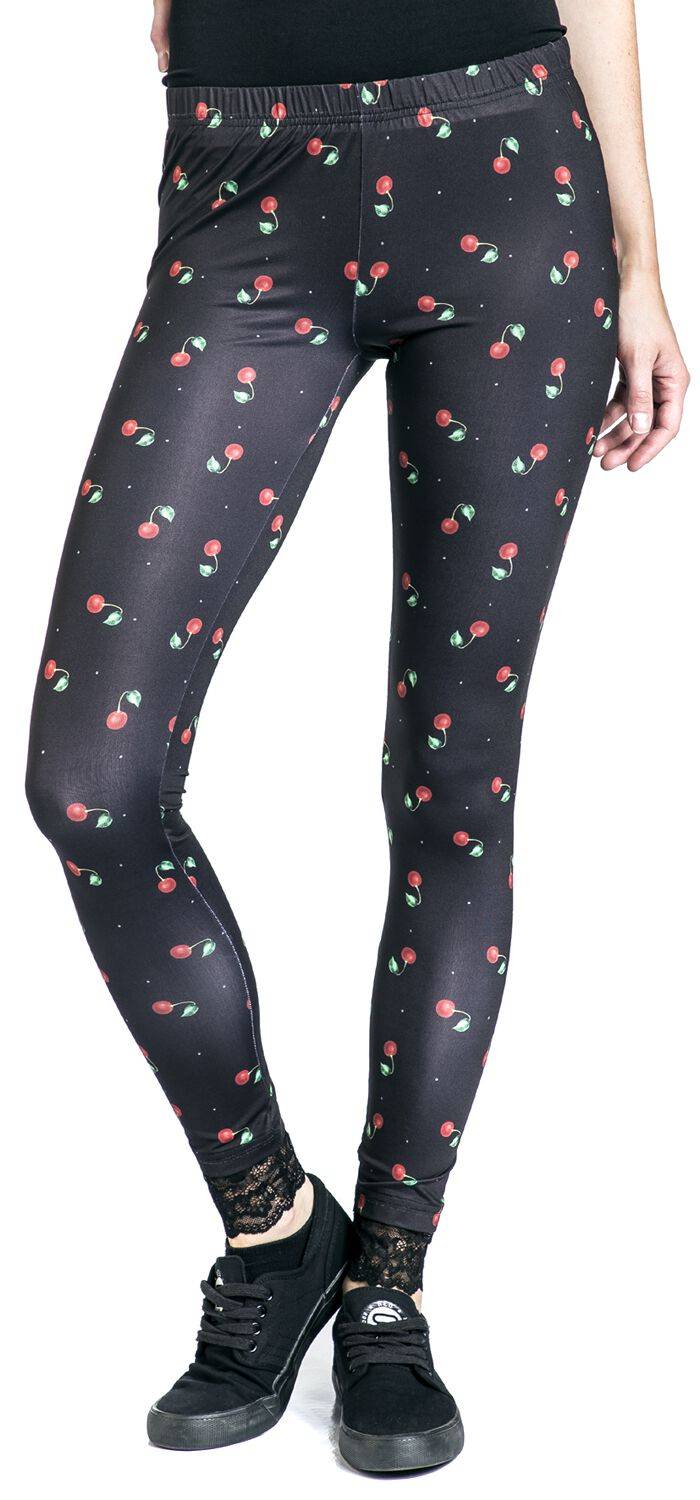 EMP "Cherries Leggings" Leggings Schwarz/rot Von Pussy Deluxe