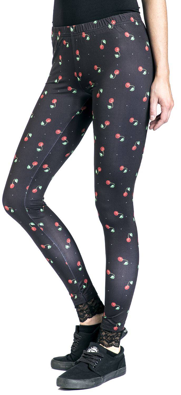 EMP "Cherries Leggings" Leggings Schwarz/rot Von Pussy Deluxe