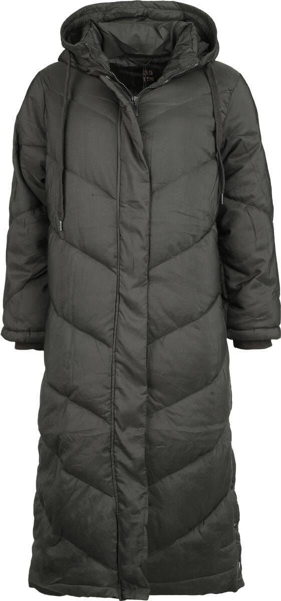 EMP "Chevron Midi Quilted Coat" Mantel schwarz von QED London