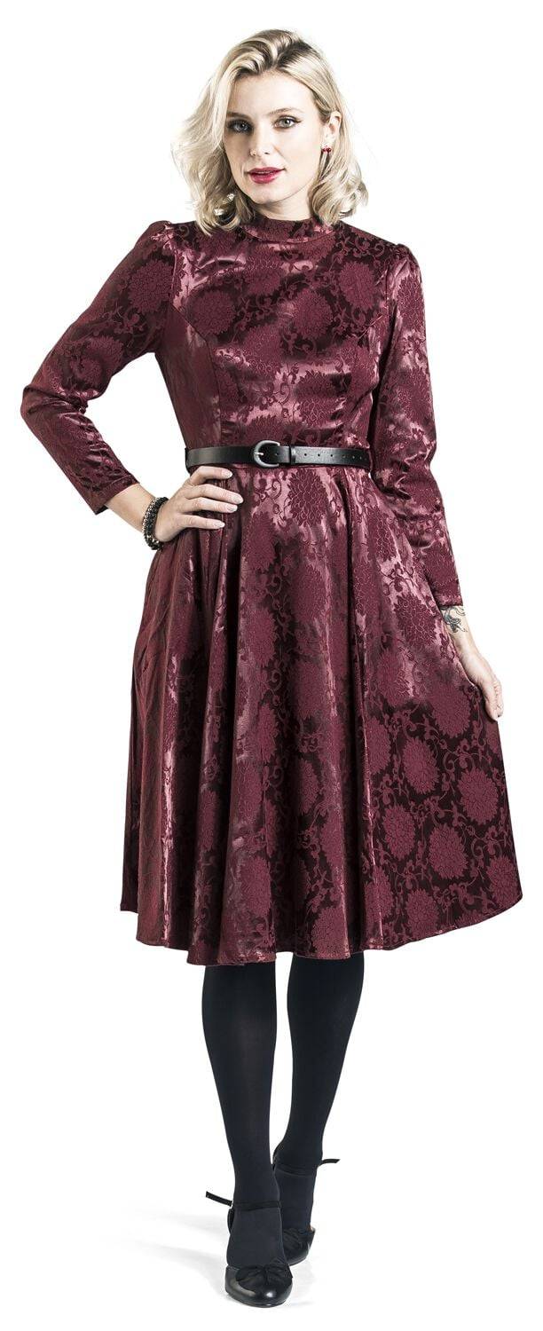 EMP "Chevron Red Swing Dress" Mittellanges Kleid Dunkelrot Von H&R London