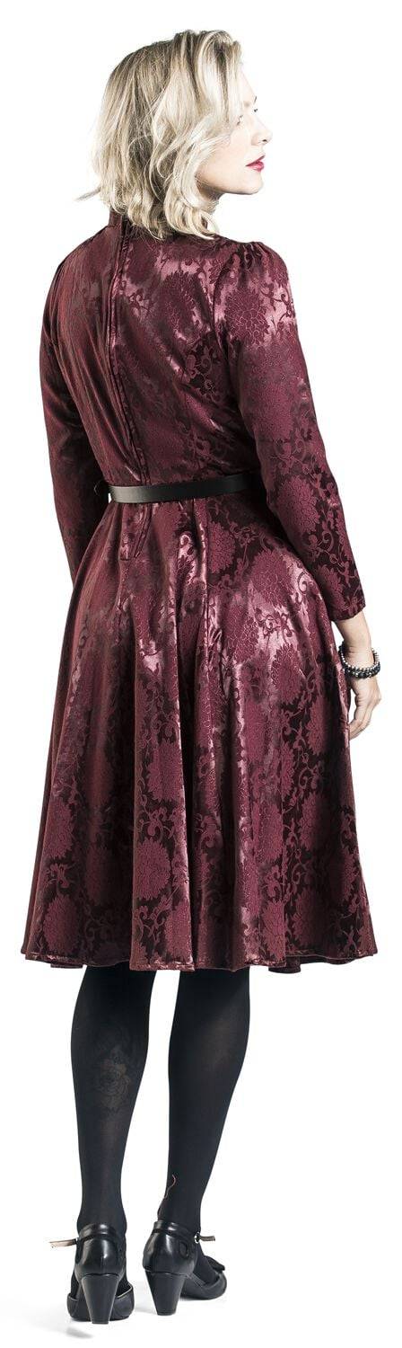 EMP "Chevron Red Swing Dress" Mittellanges Kleid Dunkelrot Von H&R London