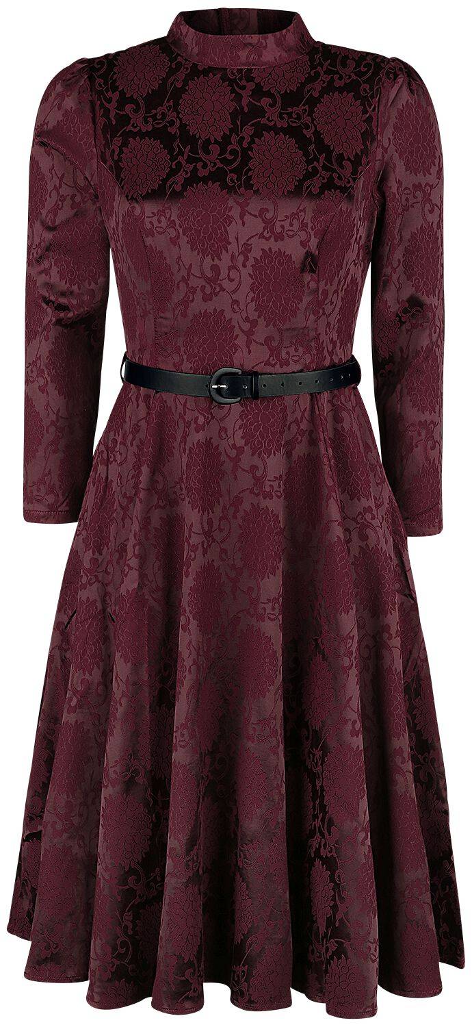 EMP "Chevron Red Swing Dress" Mittellanges Kleid dunkelrot von H&R London
