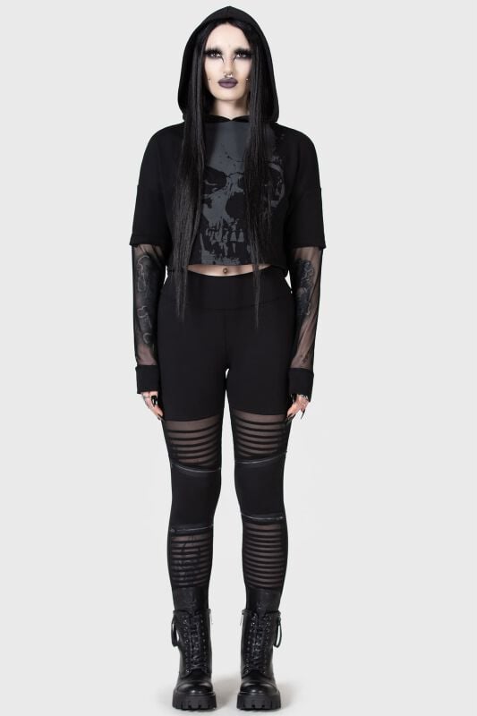 EMP "Chilled Bone Crop Hoodie" Kapuzenpullover Schwarz Von KIHILIST By KILLSTAR