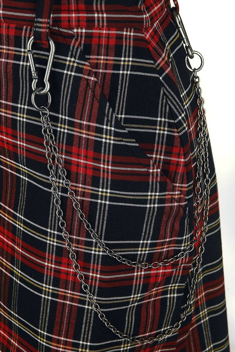 EMP "Clash Pinafore Dress" Mittellanges Kleid Schwarz/rot Von Hell Bunny