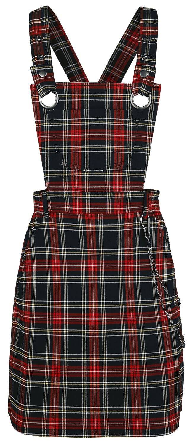 EMP "Clash Pinafore Dress" Mittellanges Kleid schwarz/rot von Hell Bunny
