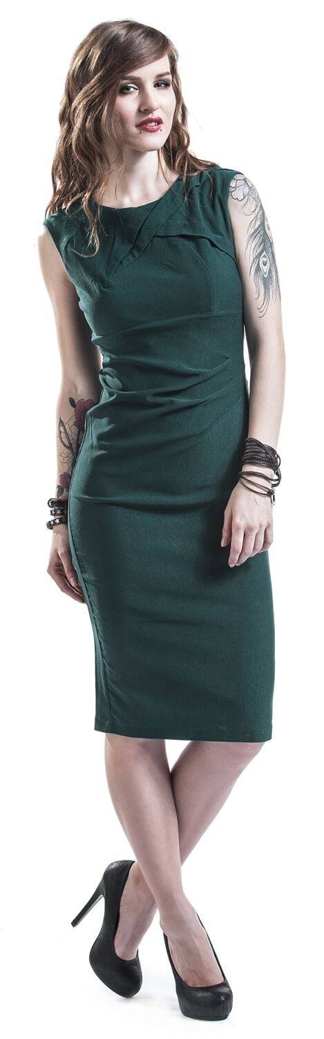 EMP "Claudette" Mittellanges Kleid Petrol Von Voodoo Vixen